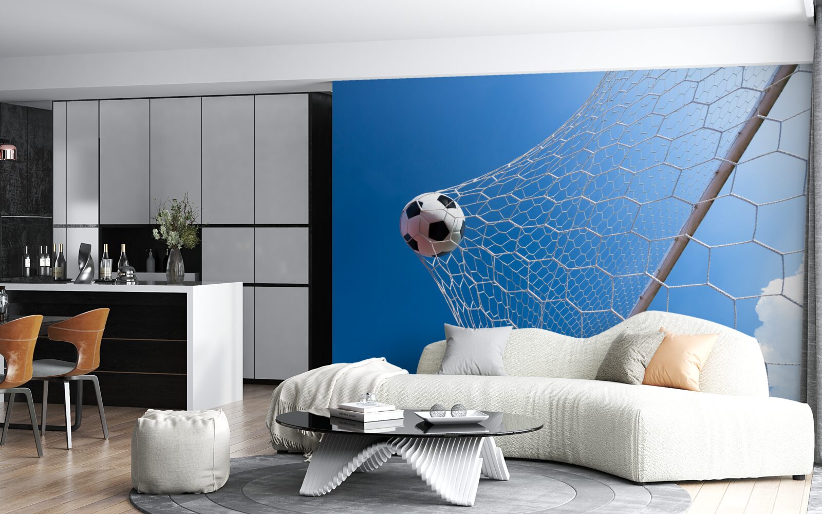 Fotobehang de bal ging in het net