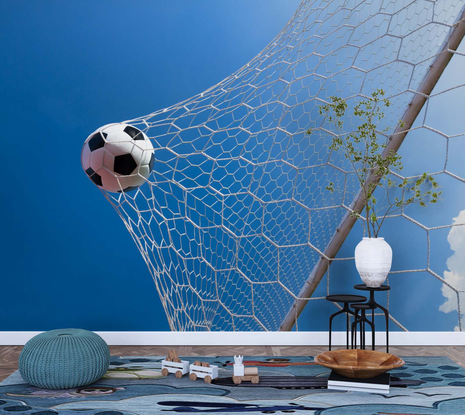 Fotobehang de bal ging in het net
