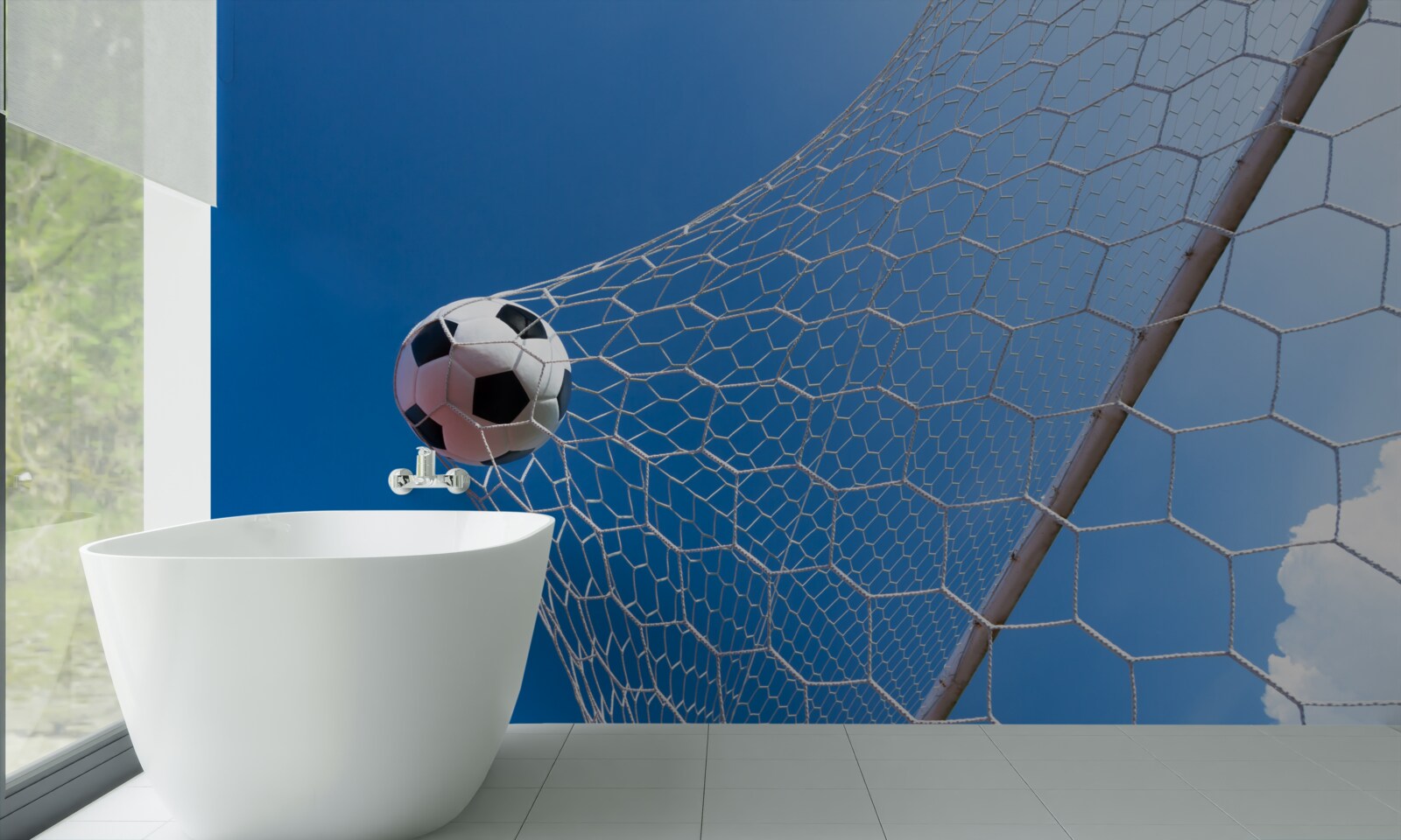 Fotobehang de bal ging in het net