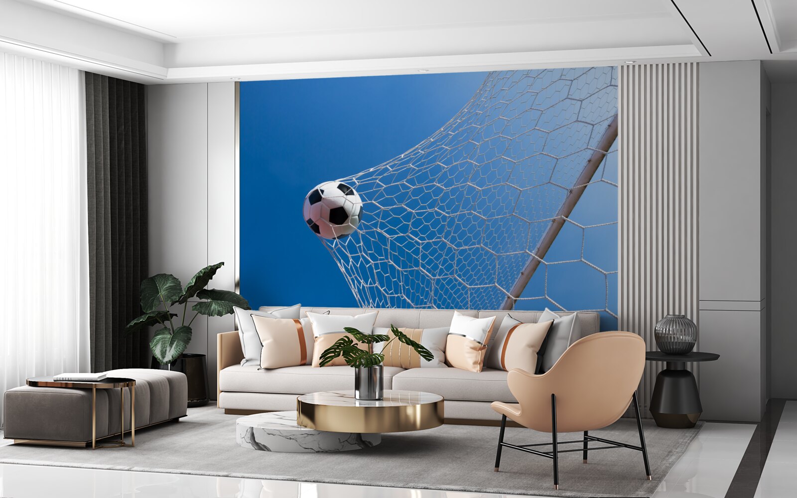 Fotobehang de bal ging in het net