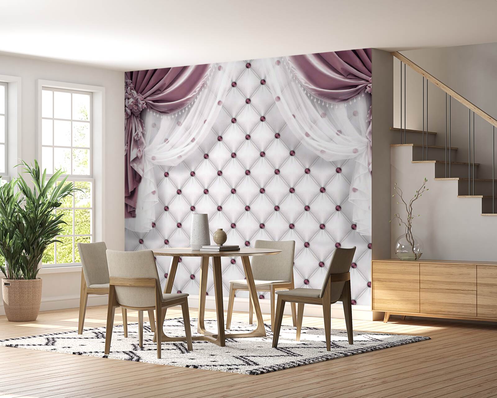 Fotobehang lavendel gordijnen