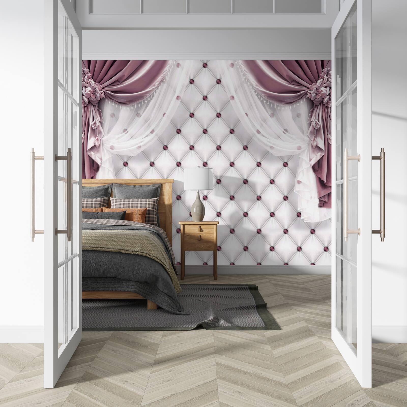 Fotobehang lavendel gordijnen