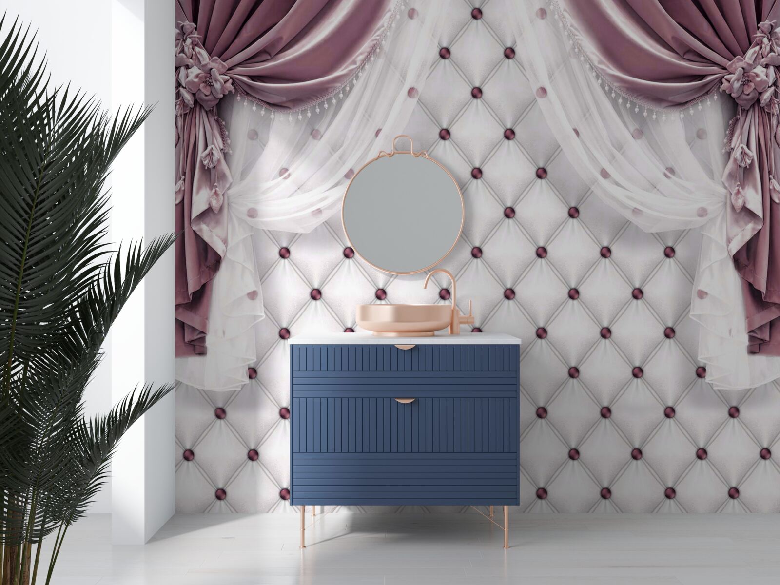 Fotobehang lavendel gordijnen