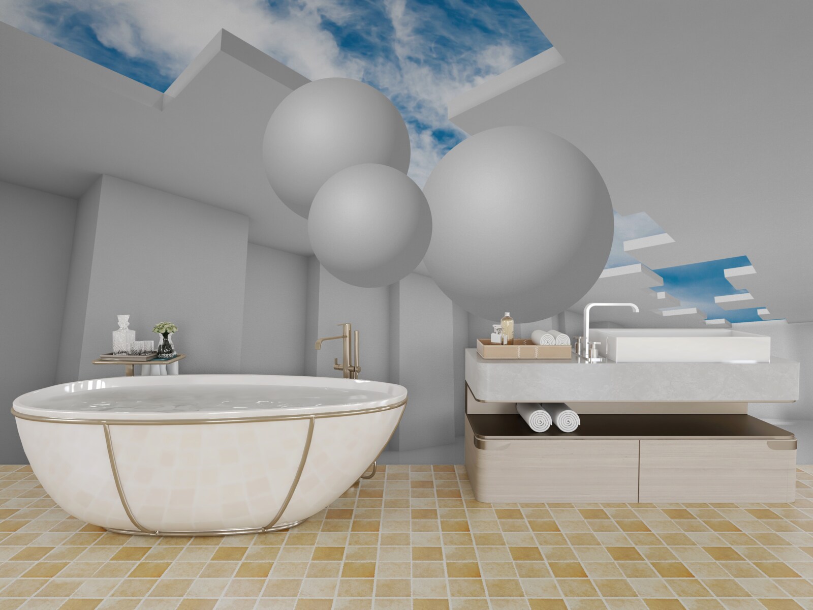 Fotobehang helder magazijn