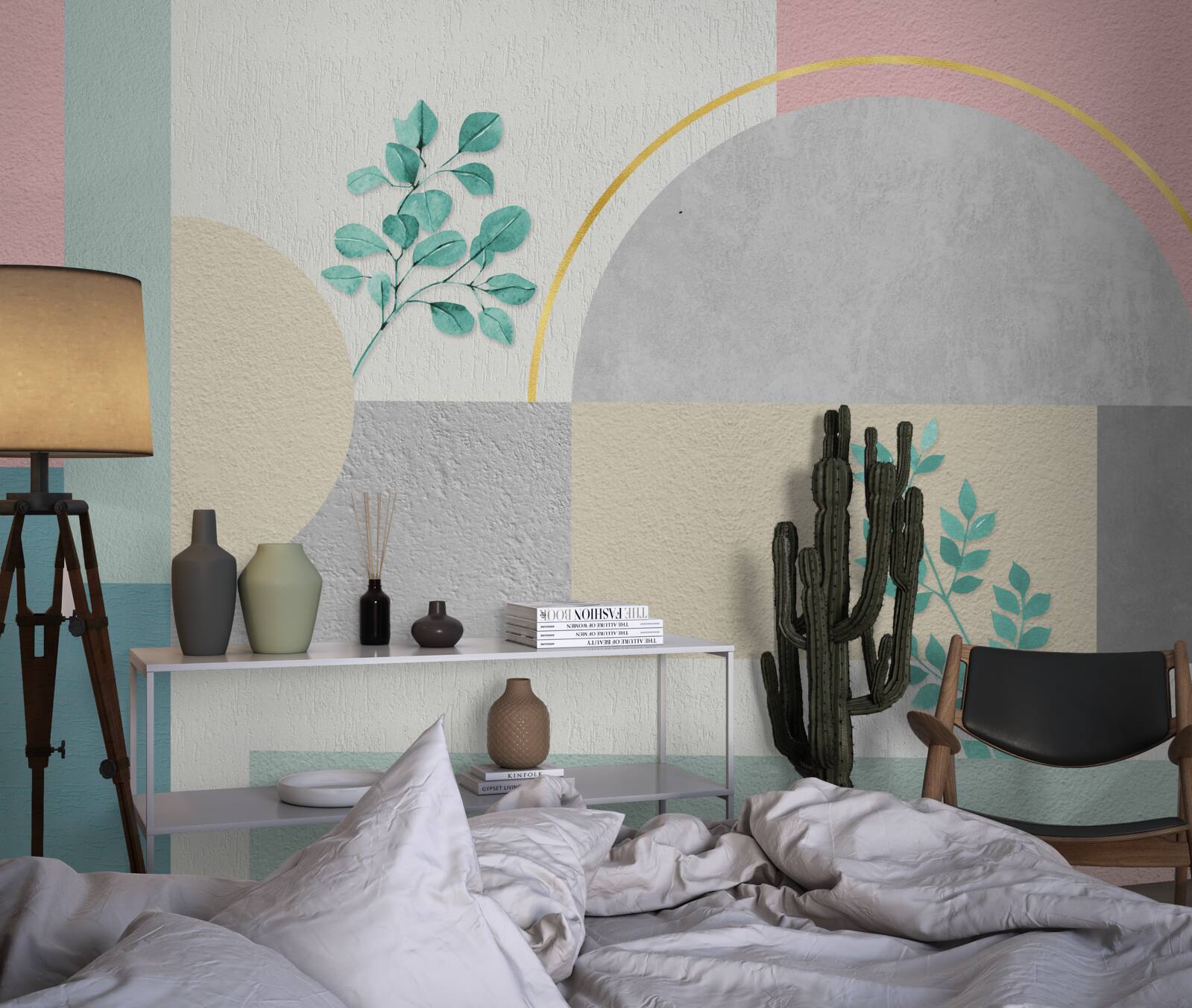 Fotobehang de minimalistische achtergrond valt op door zijn originaliteit