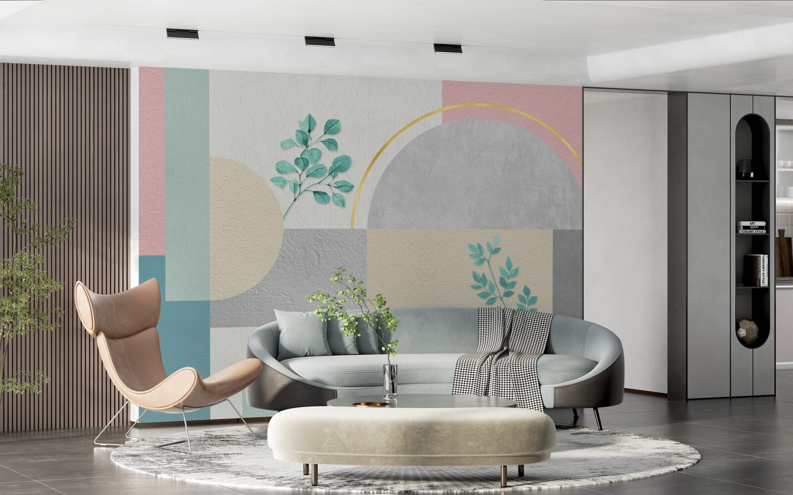 Fotobehang de minimalistische achtergrond valt op door zijn originaliteit