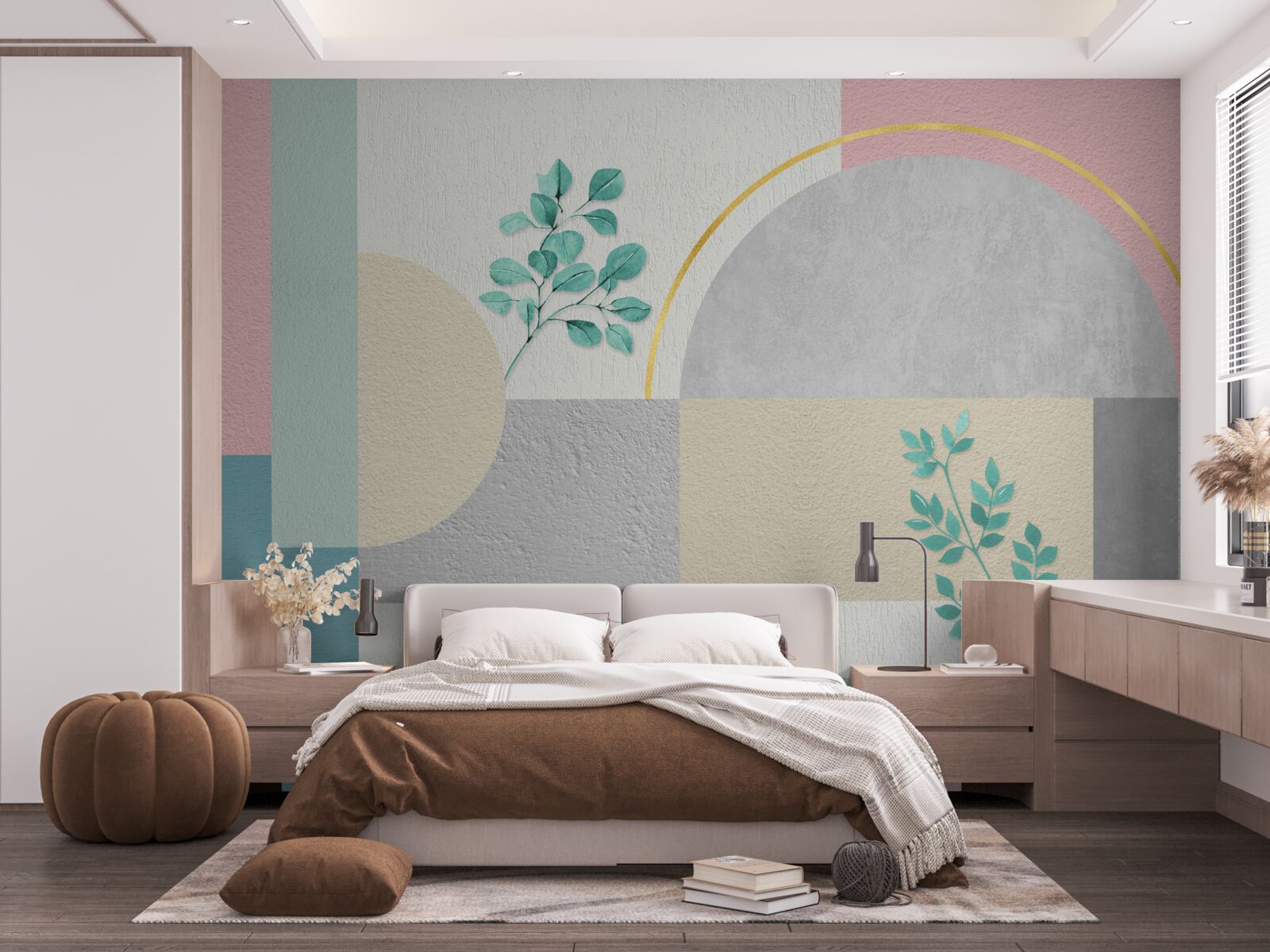 Fotobehang de minimalistische achtergrond valt op door zijn originaliteit