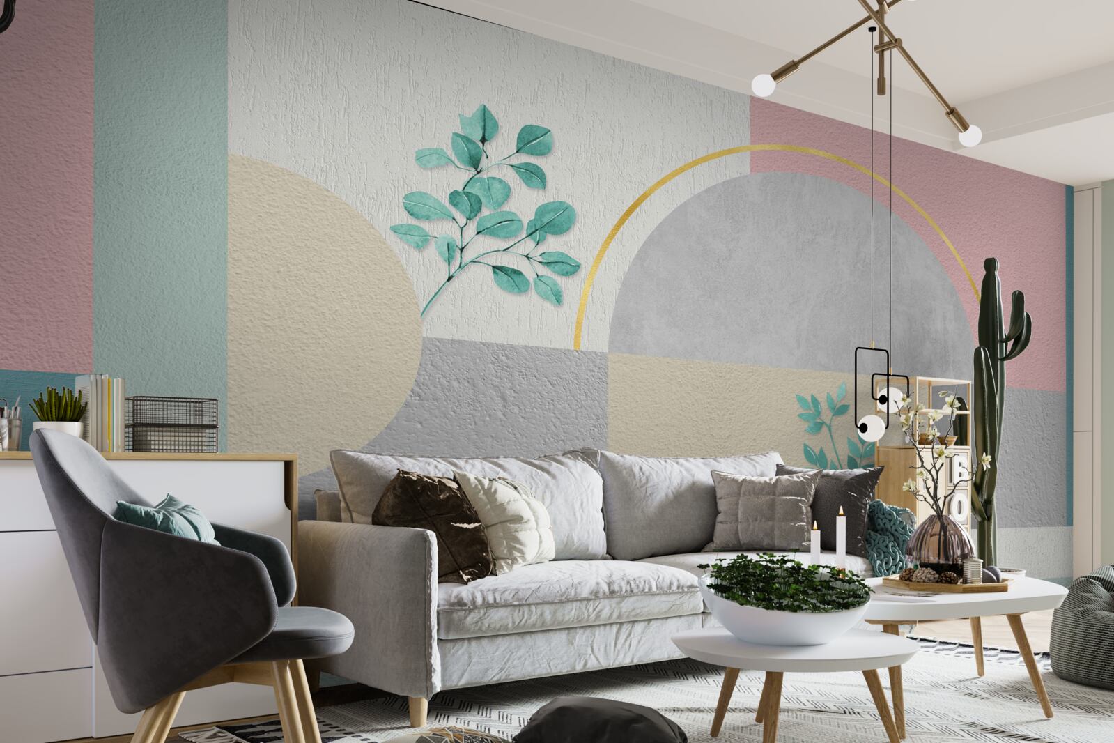 Fotobehang de minimalistische achtergrond valt op door zijn originaliteit