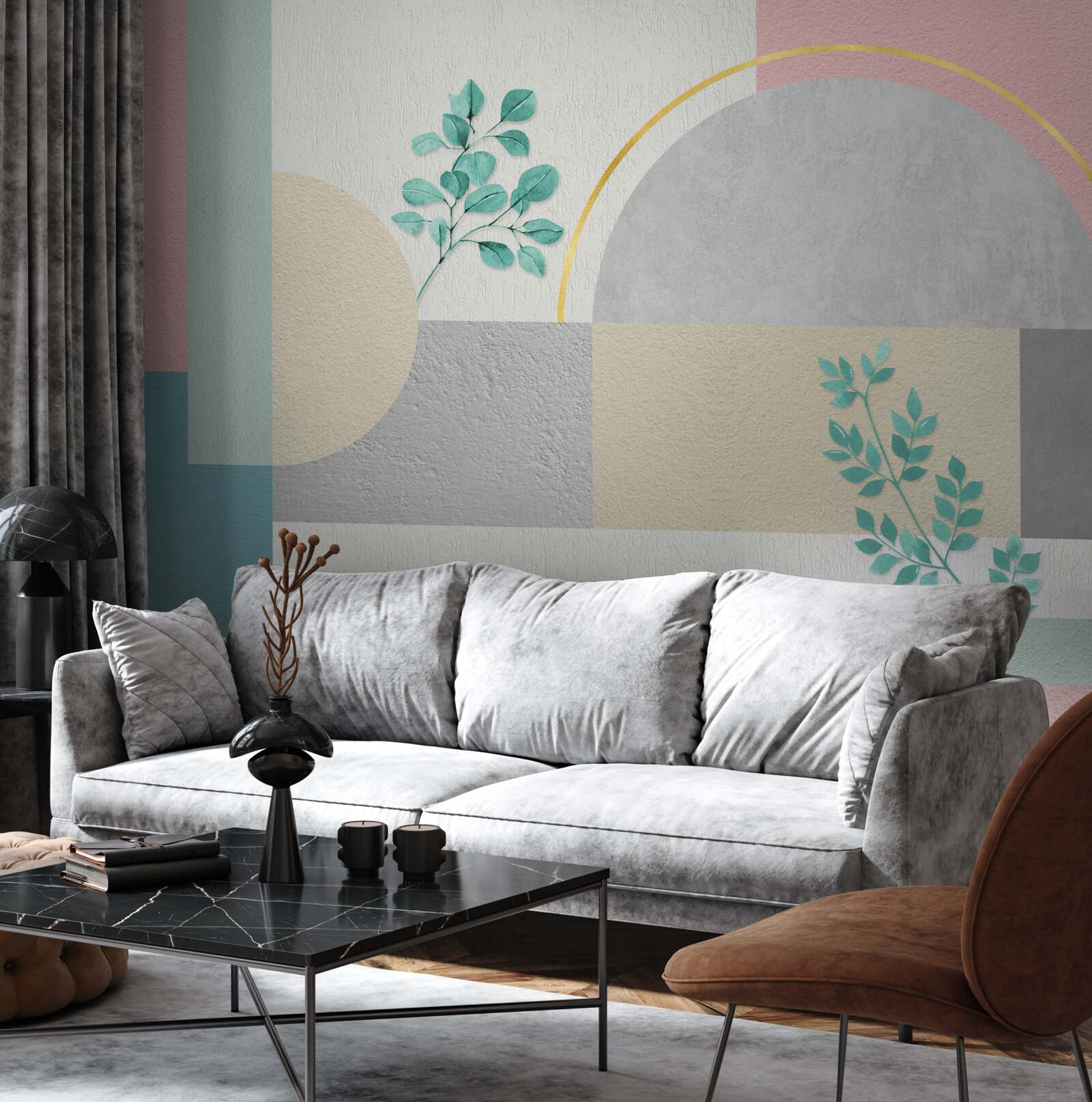 Fotobehang de minimalistische achtergrond valt op door zijn originaliteit