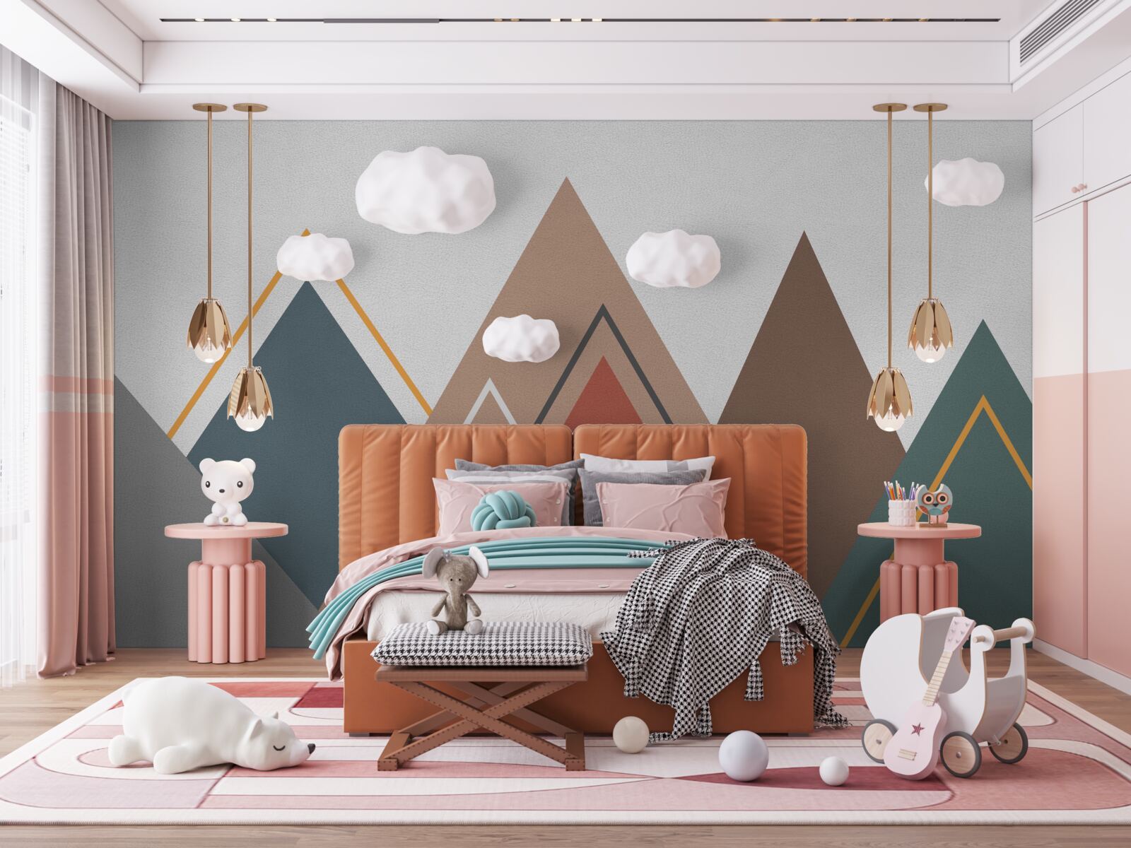 Fotobehang bergen in abstractie