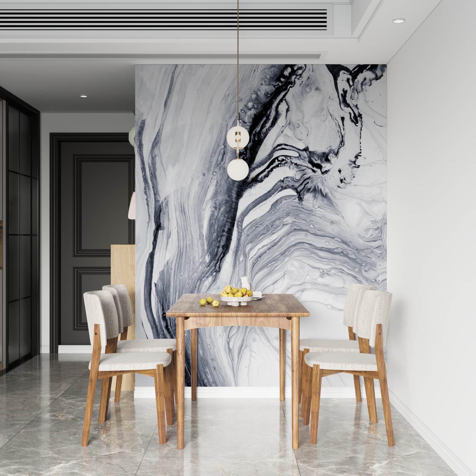 Fotobehang vage grijze golven