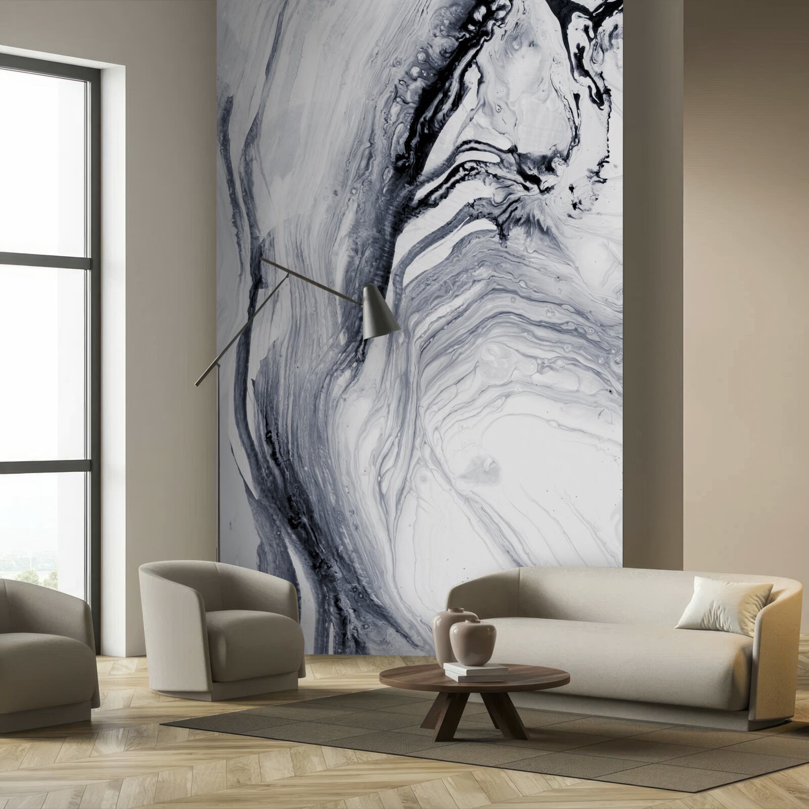 Fotobehang vage grijze golven