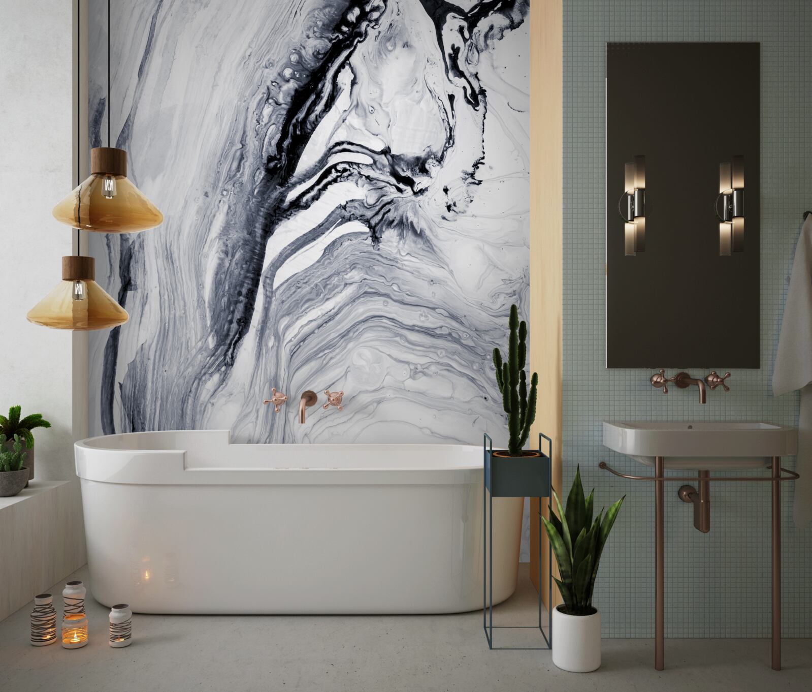 Fotobehang vage grijze golven