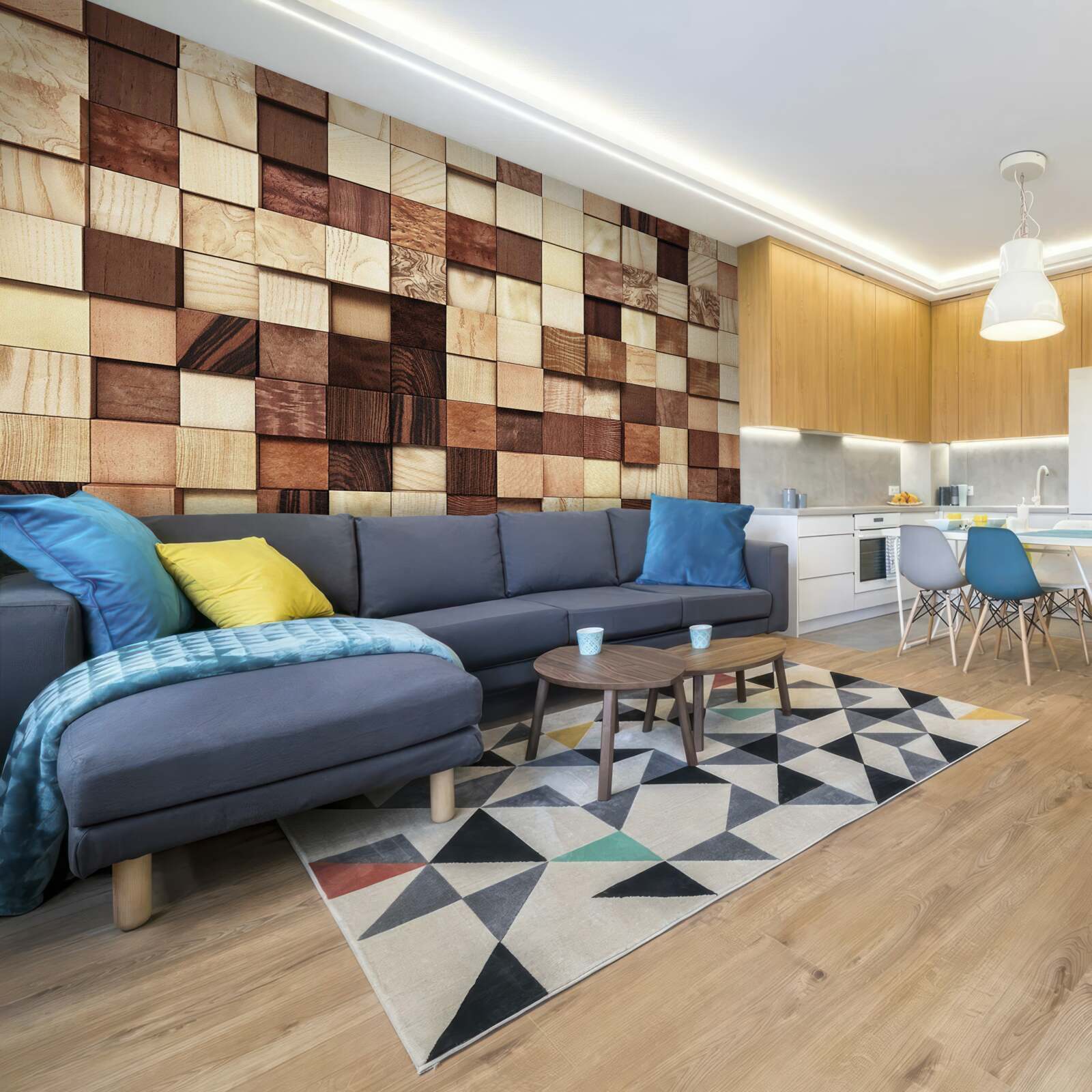 Fotobehang kleine vierkantjes in verschillende kleuren