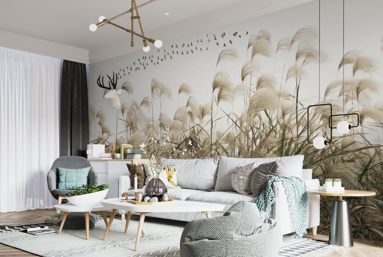 Fotobehang planten met een pluizige textuur