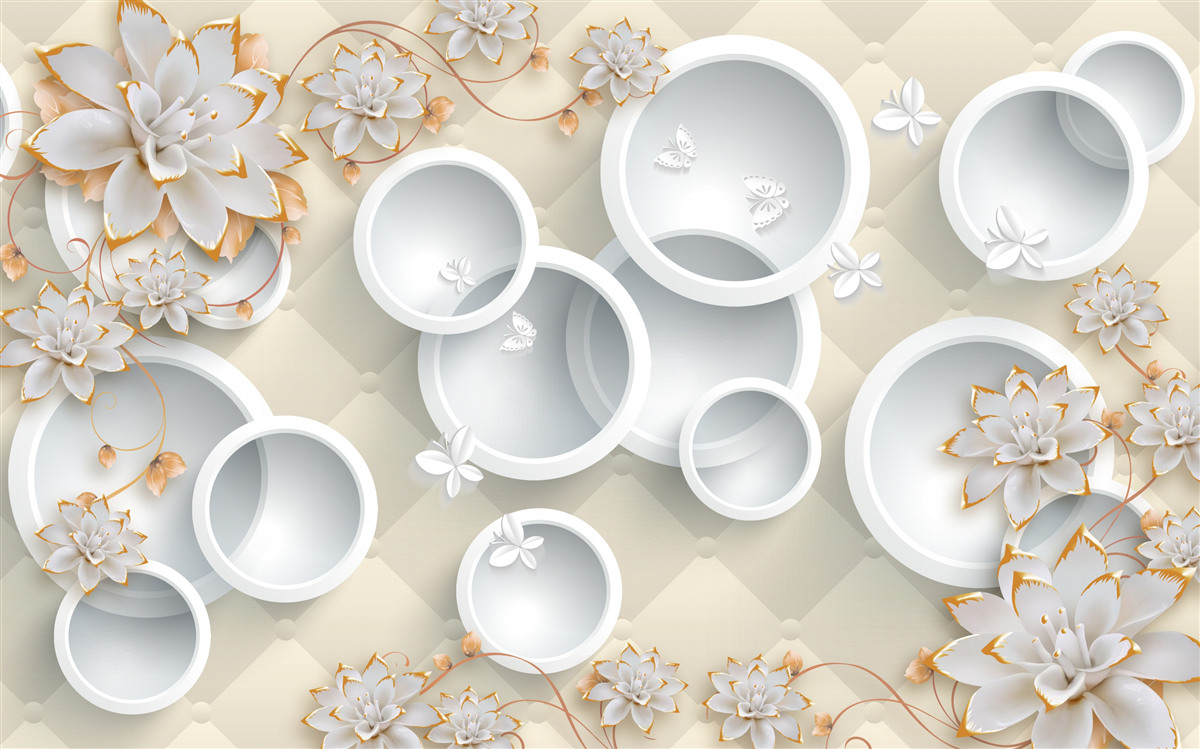 Fotobehang lichte achtergrond met witte cirkels