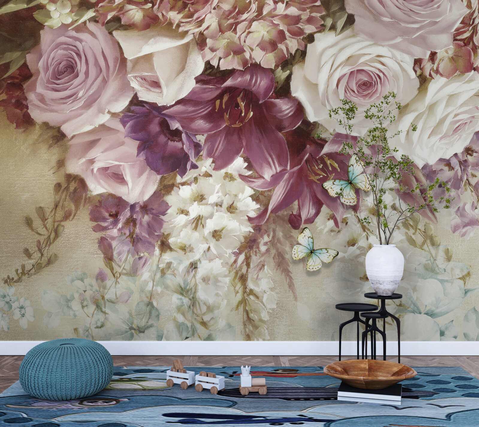 Fotobehang bloemstuk in pastelkleuren