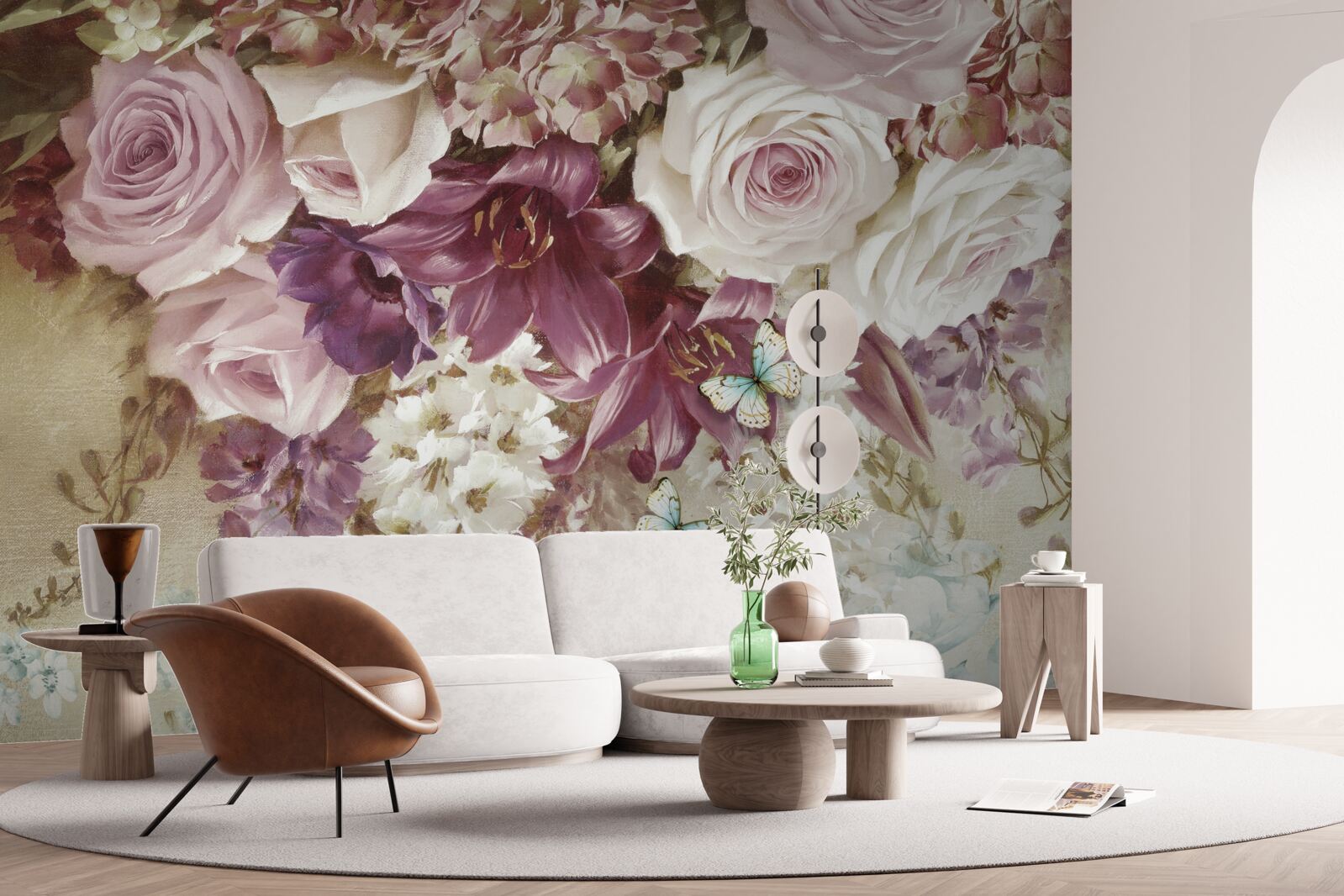 Fotobehang bloemstuk in pastelkleuren