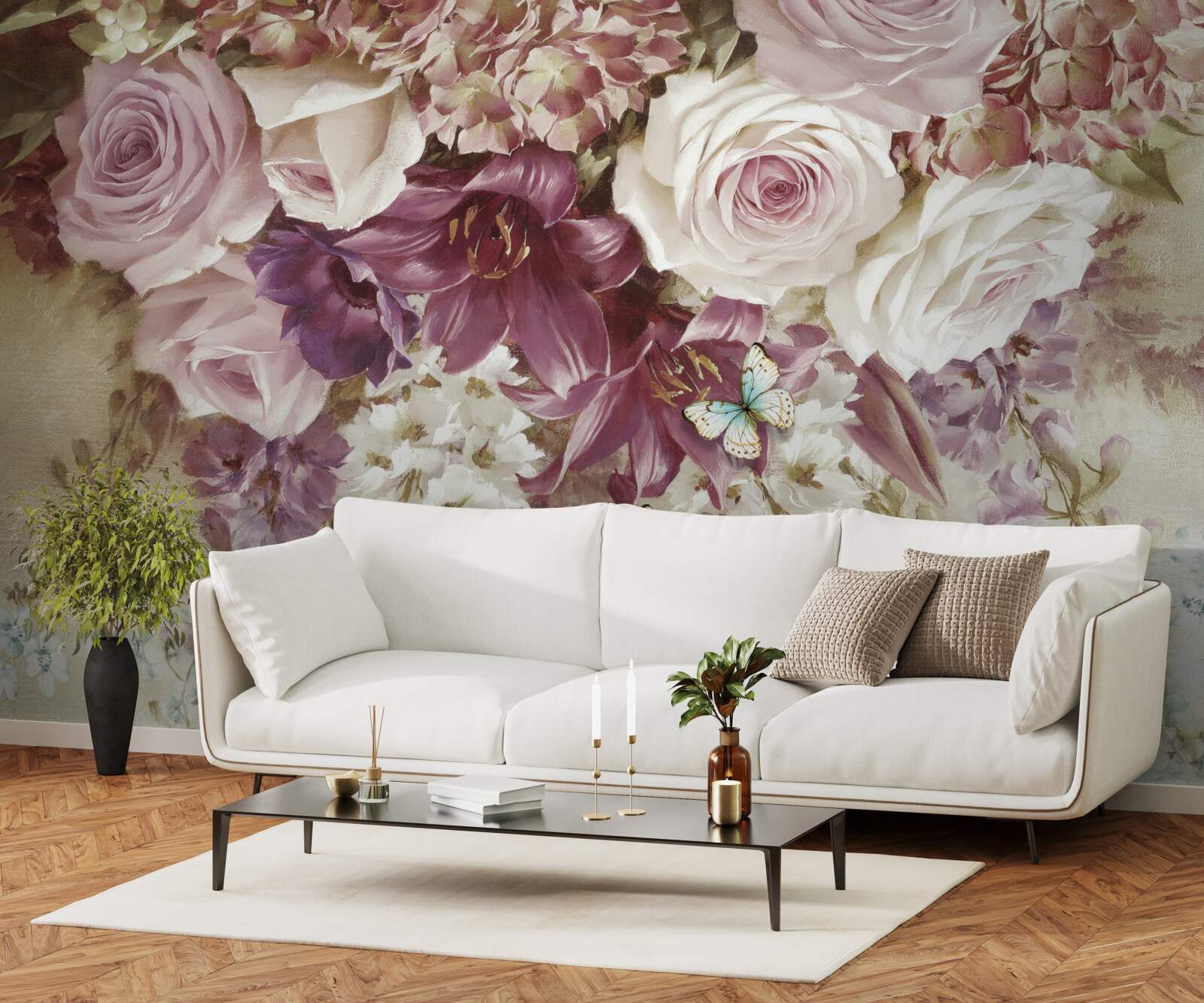 Fotobehang bloemstuk in pastelkleuren