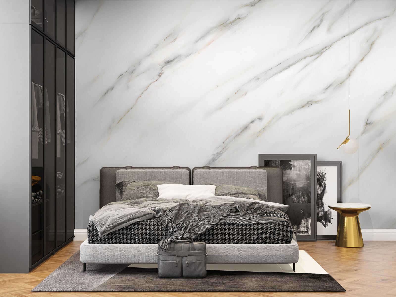 Fotobehang achtergrond met wit en grijs marmerpatroon