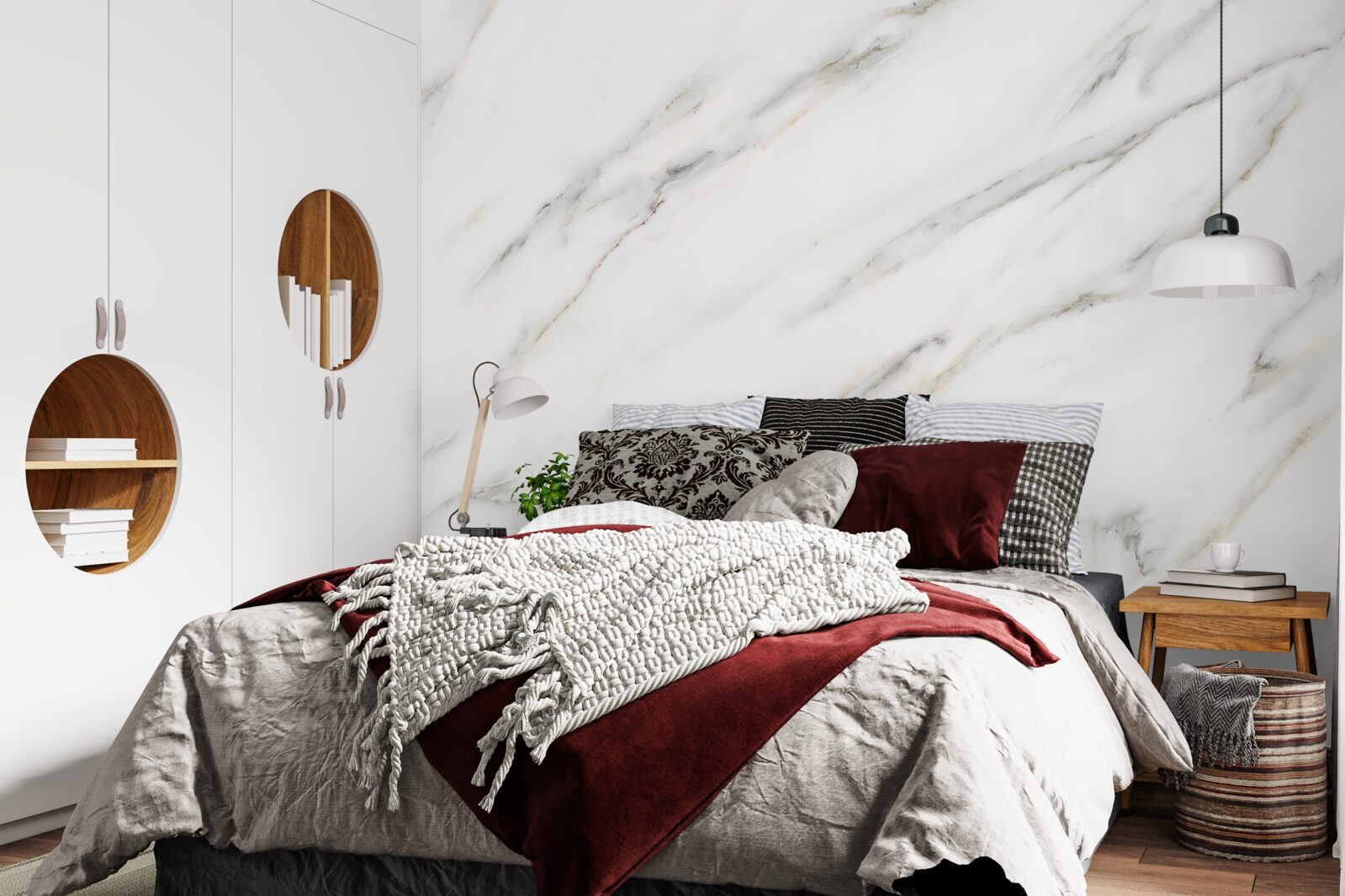 Fotobehang achtergrond met wit en grijs marmerpatroon