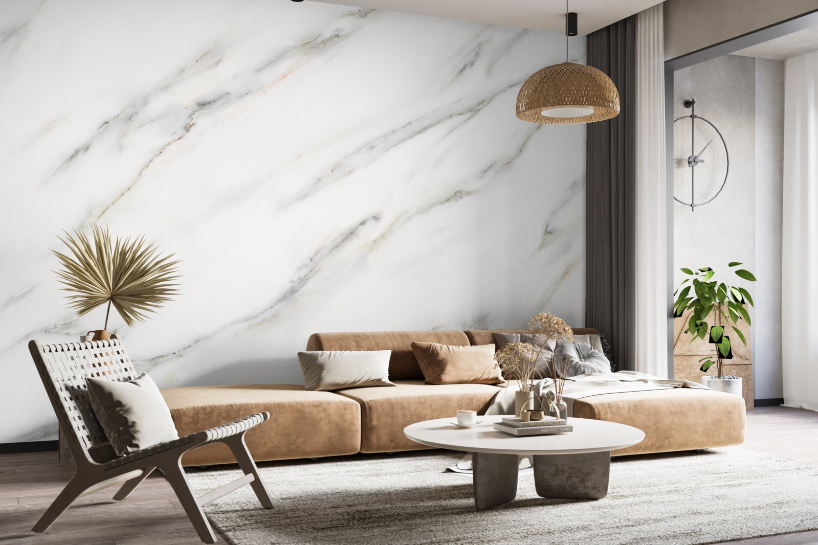 Fotobehang achtergrond met wit en grijs marmerpatroon