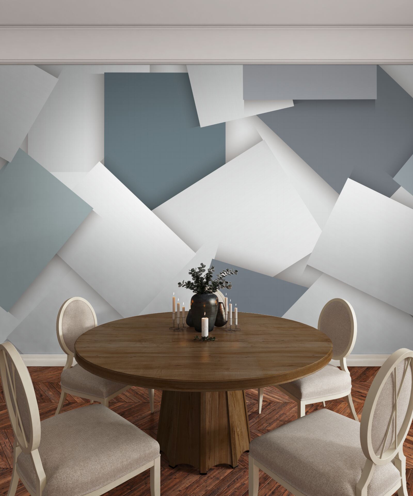 Fotobehang de vierkanten zijn wit en grijs