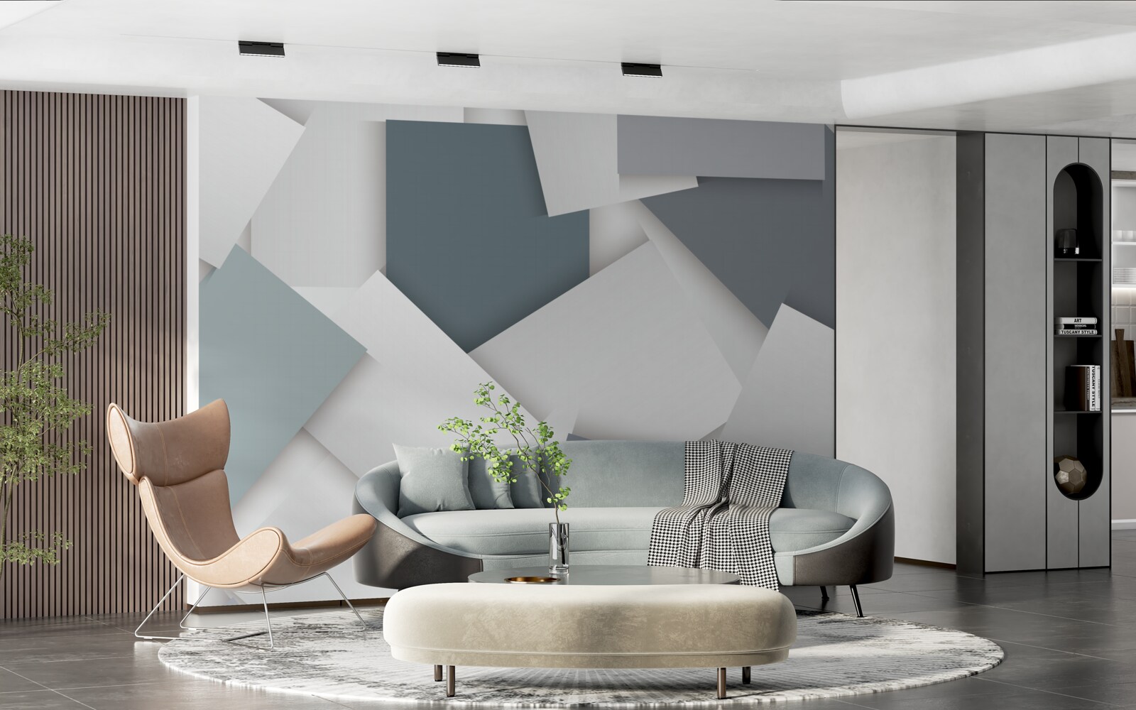 Fotobehang de vierkanten zijn wit en grijs