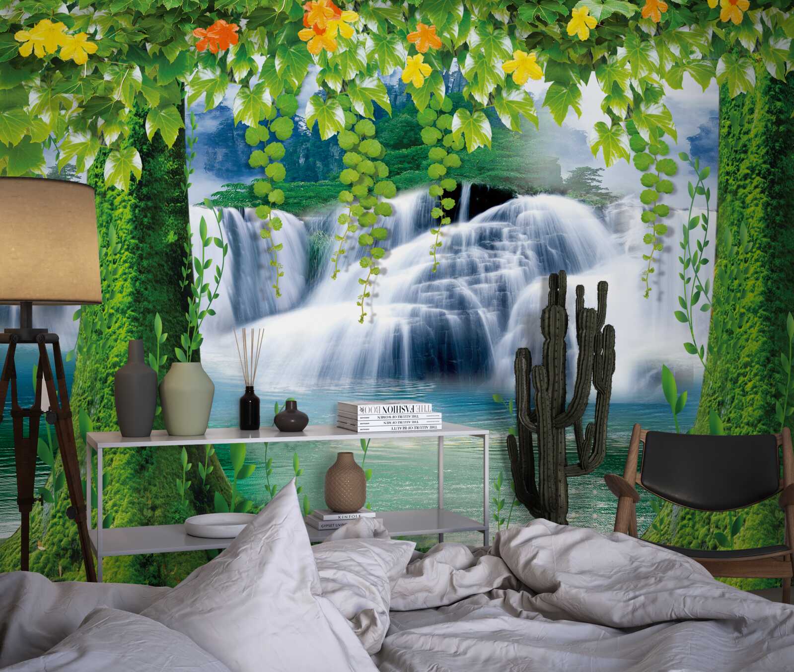 Fotobehang prachtige getrapte watervallen