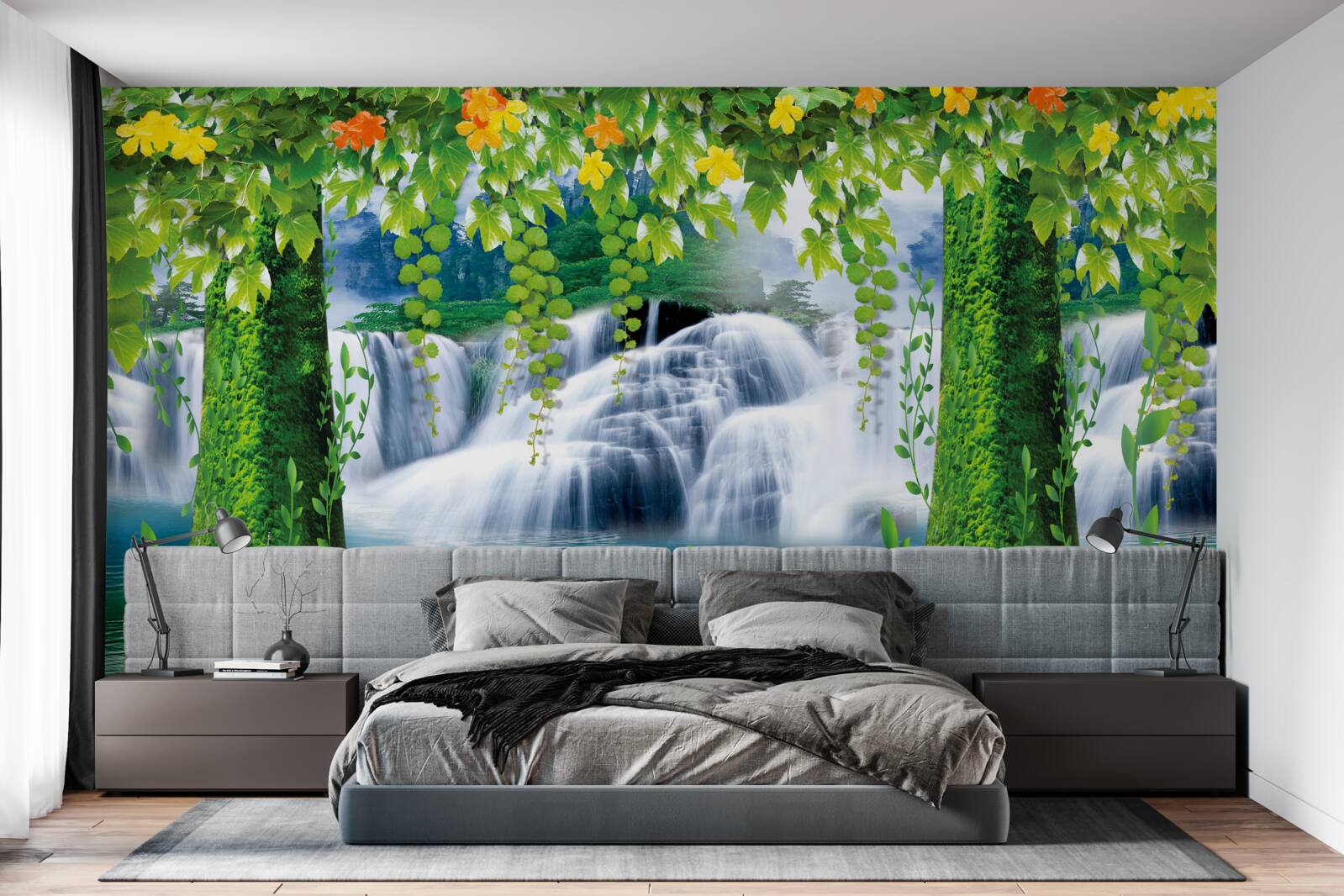 Fotobehang prachtige getrapte watervallen