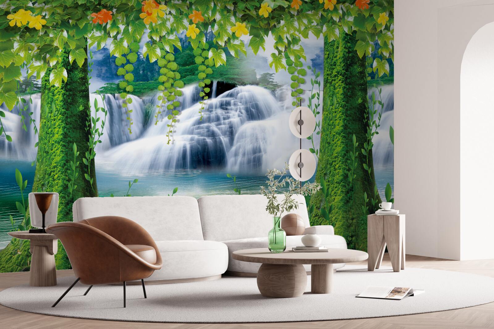 Fotobehang prachtige getrapte watervallen