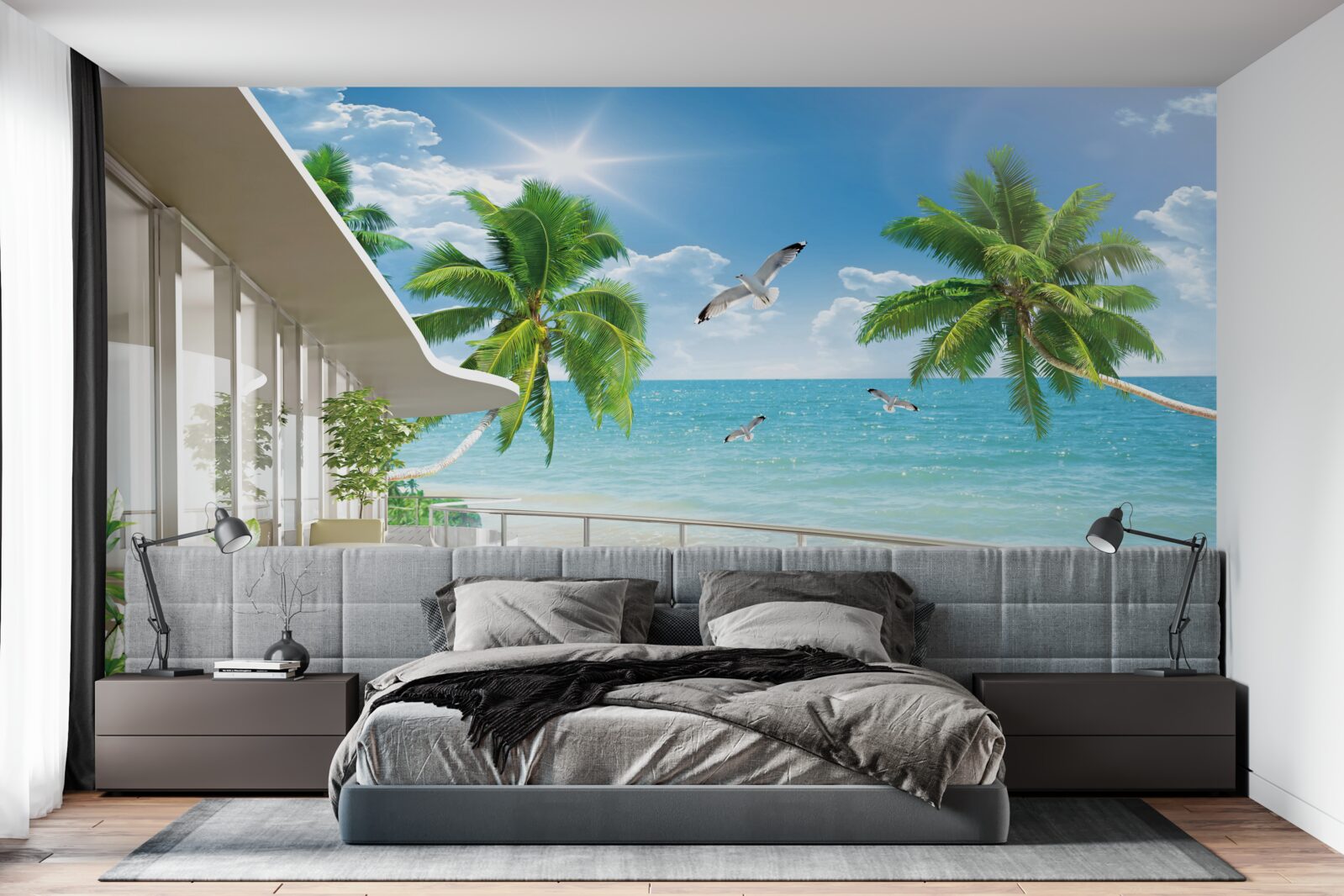 Fotobehang luxe villa aan zee