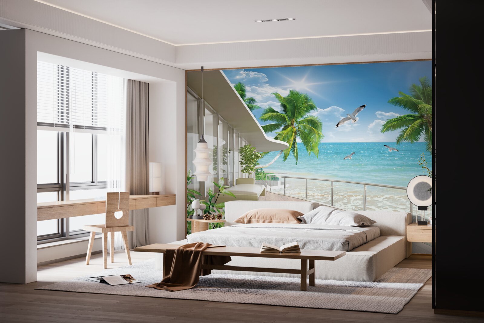 Fotobehang luxe villa aan zee