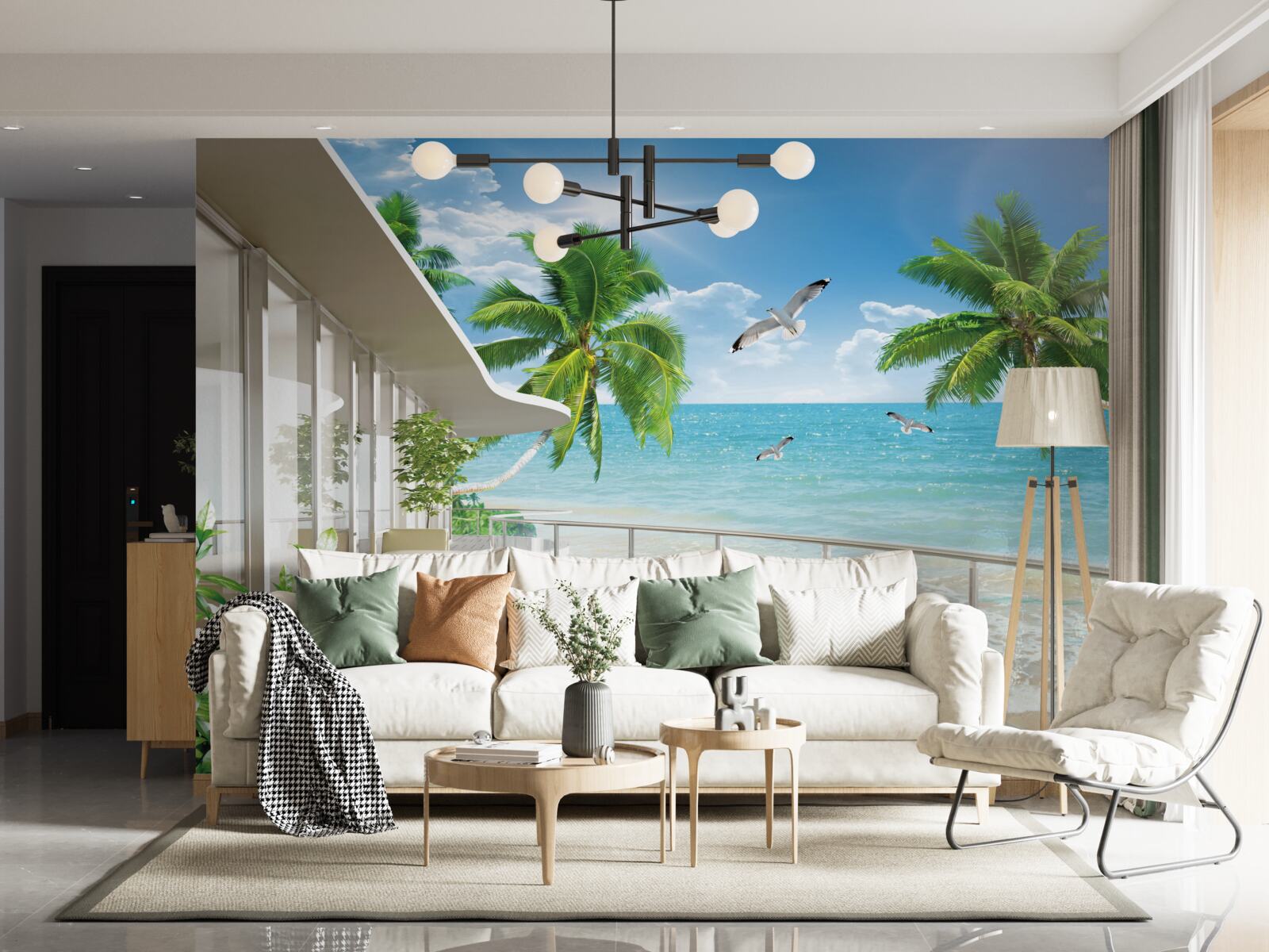 Fotobehang luxe villa aan zee