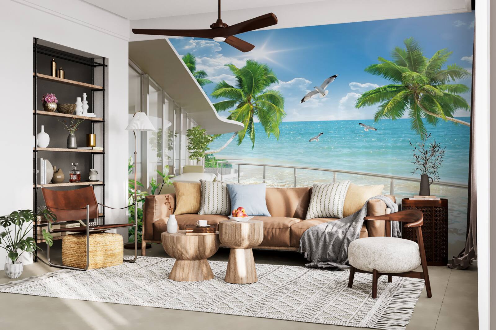 Fotobehang luxe villa aan zee