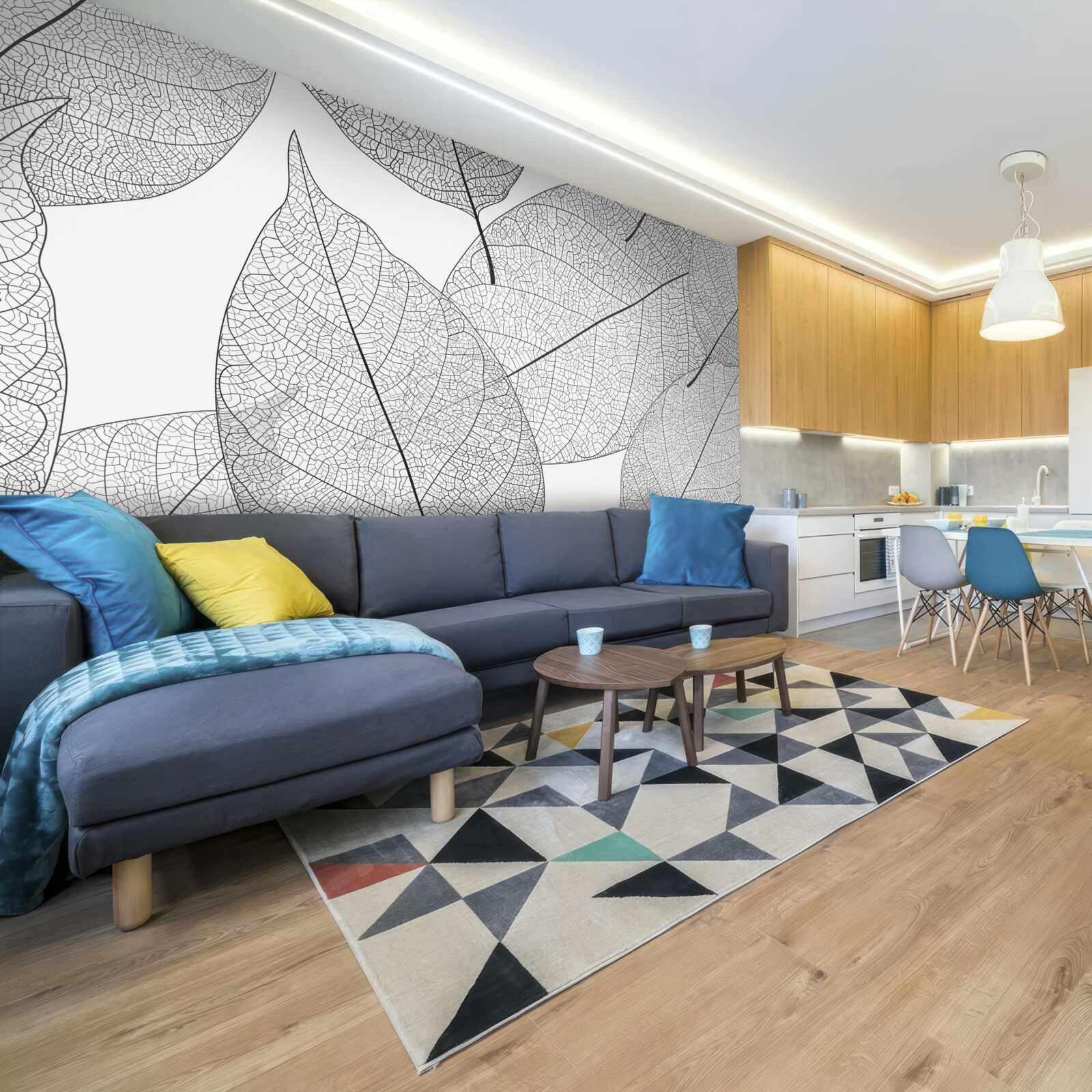 Fotobehang transparante grote bladeren