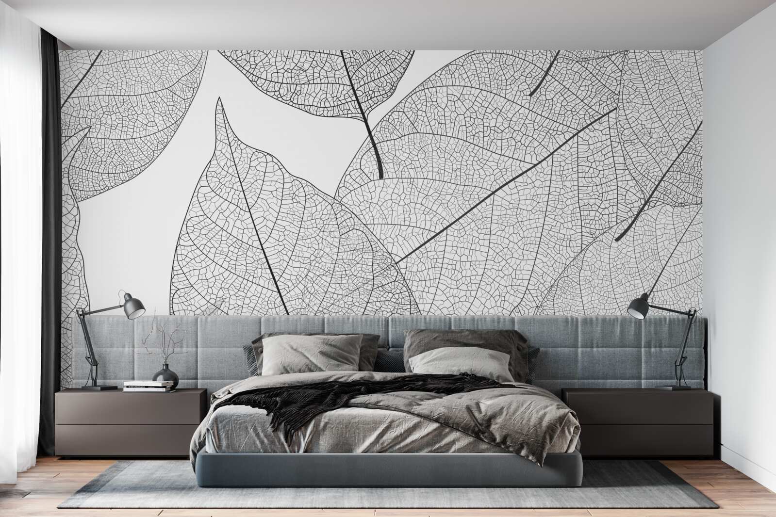 Fotobehang transparante grote bladeren