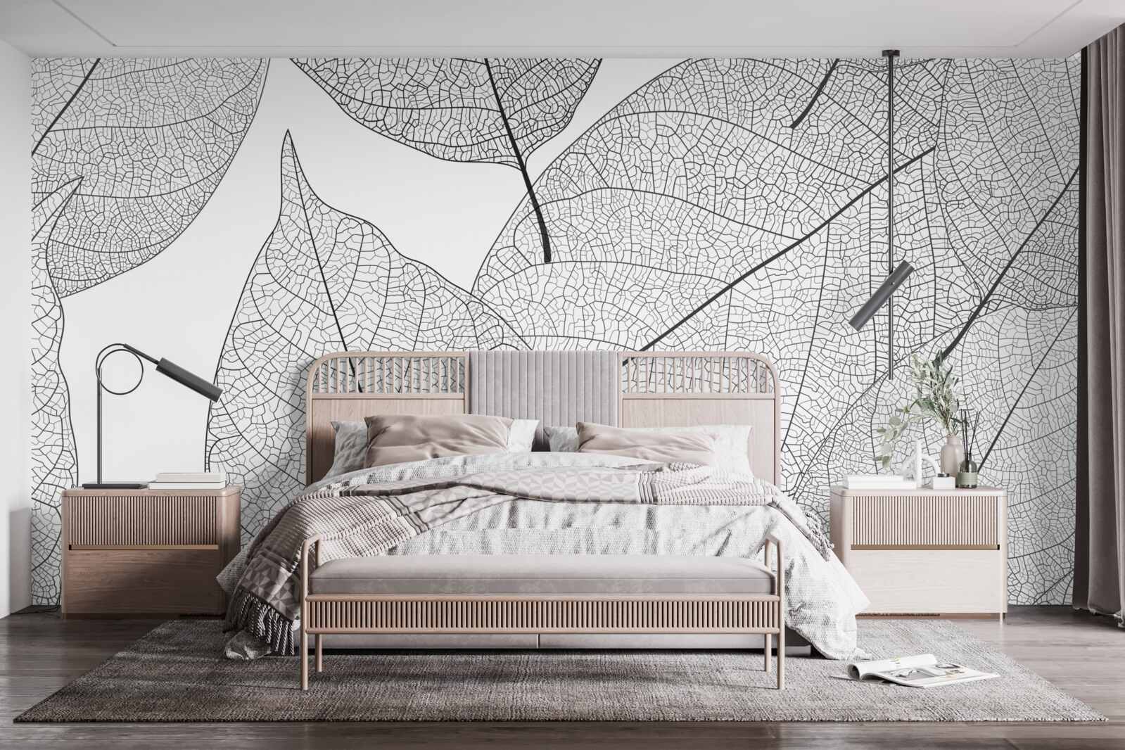 Fotobehang transparante grote bladeren