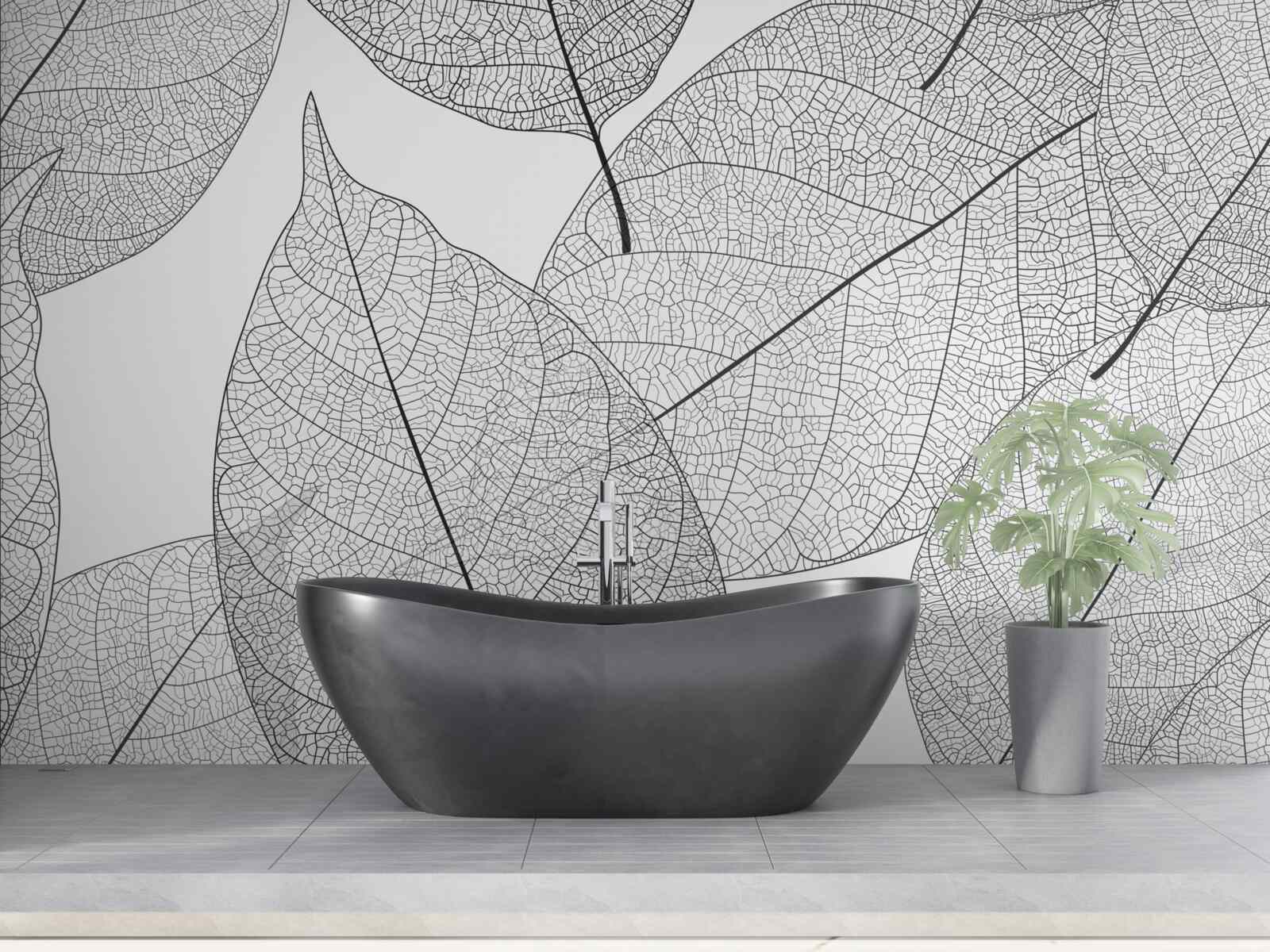 Fotobehang transparante grote bladeren