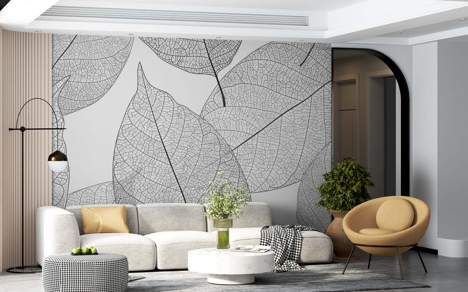 Fotobehang transparante grote bladeren