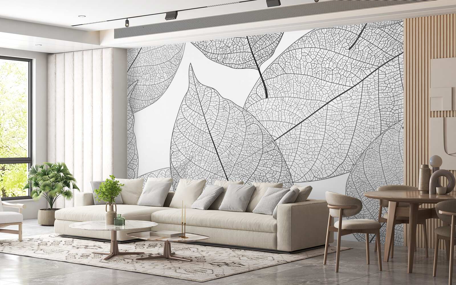 Fotobehang transparante grote bladeren