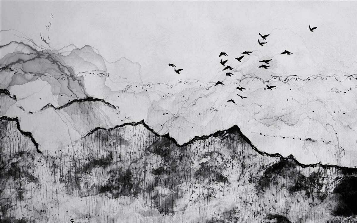 Fotobehang inktschrijven in vintage-stijl