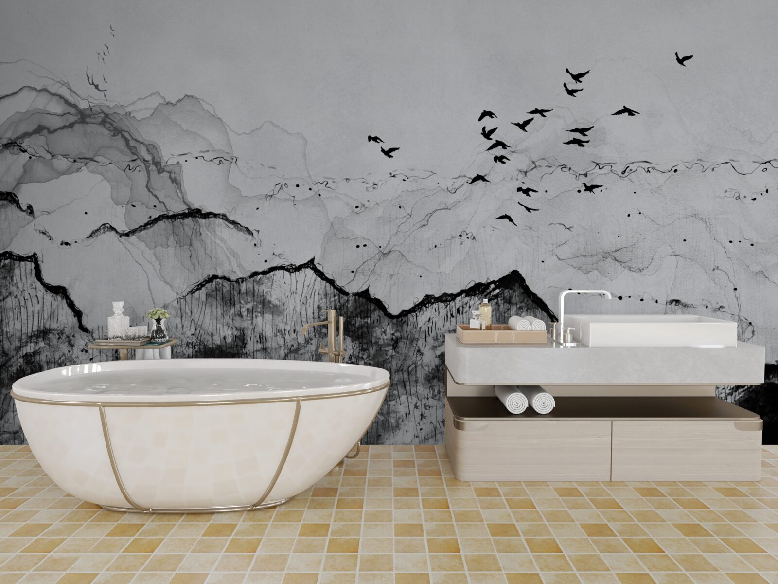 Fotobehang inktschrijven in vintage-stijl