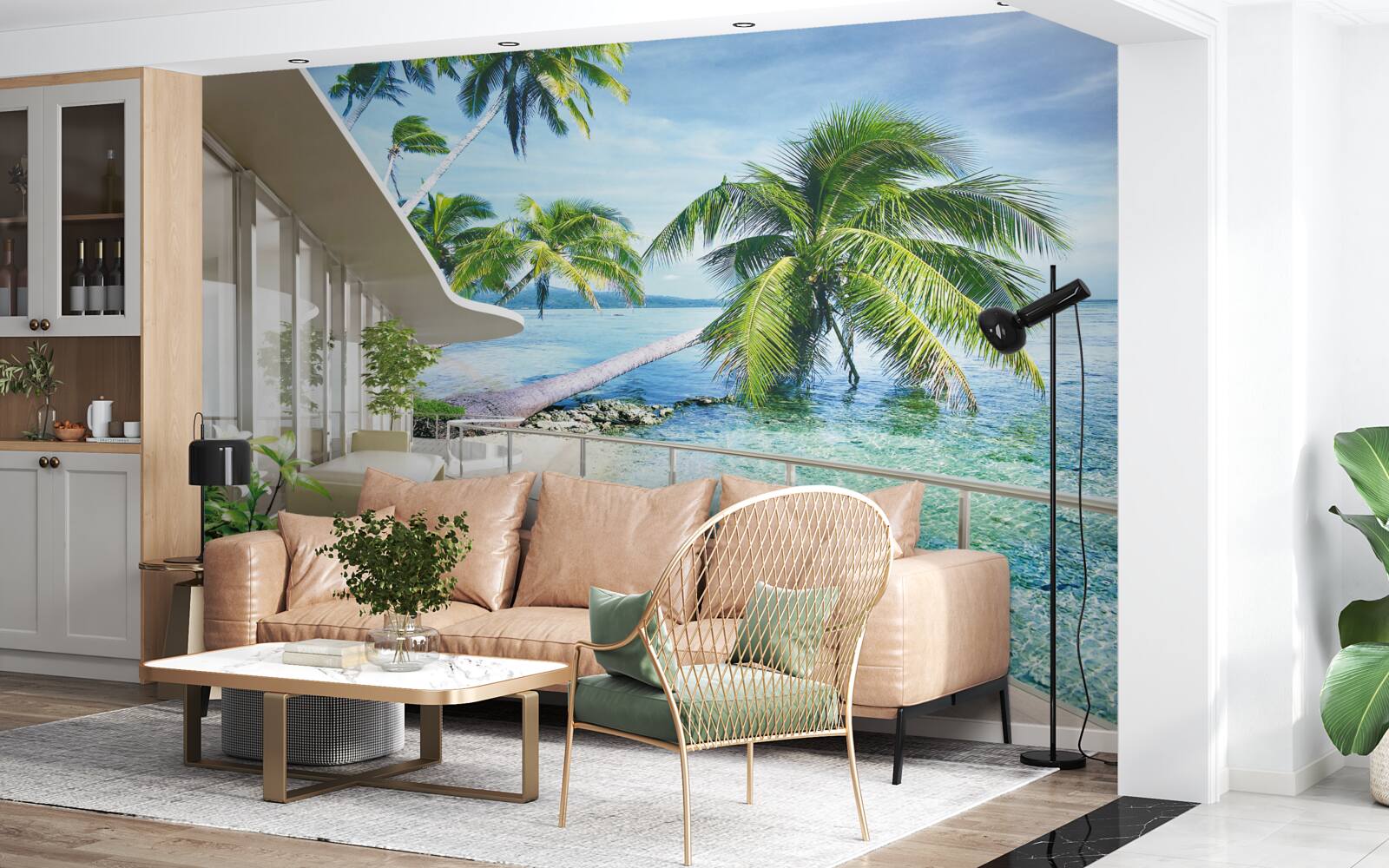 Fotobehang huis aan de kust