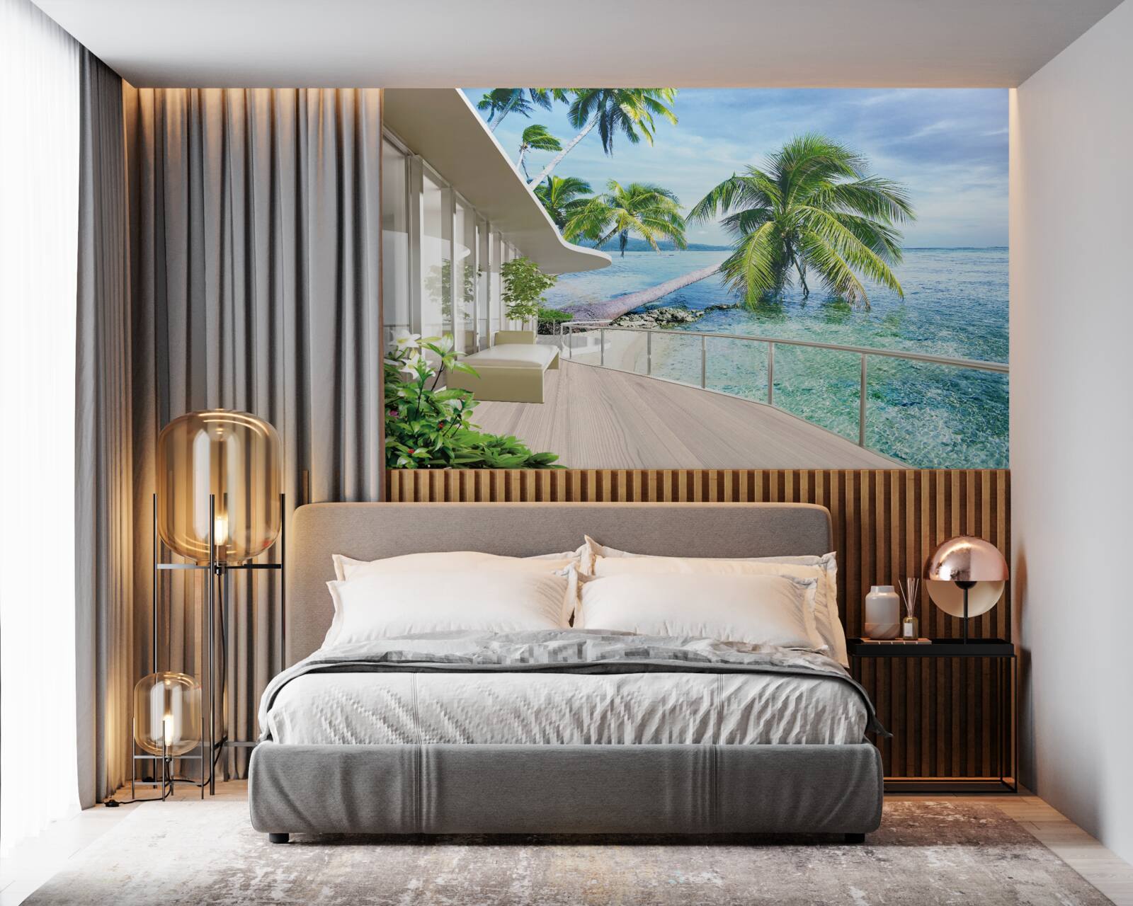 Fotobehang huis aan de kust