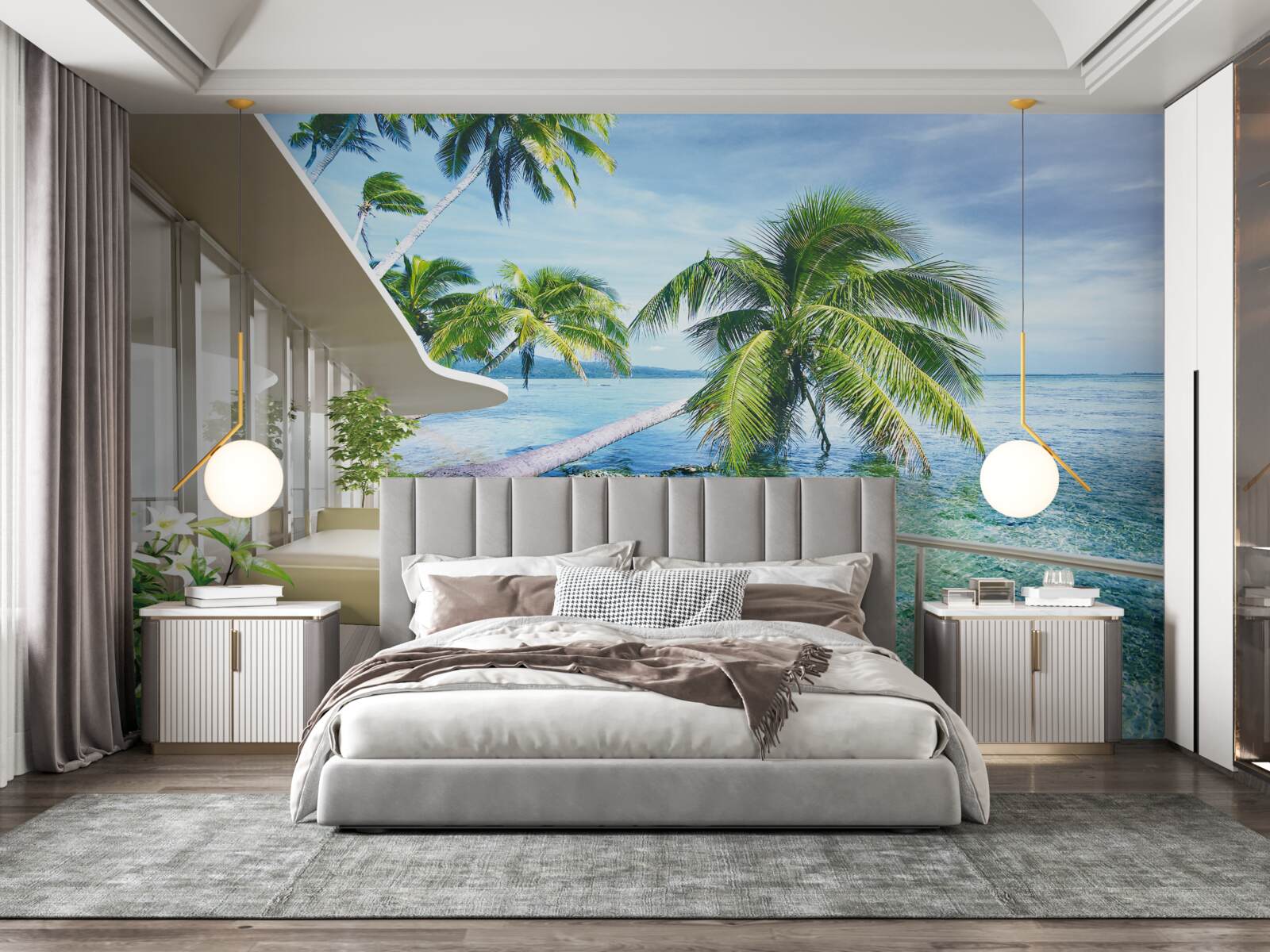 Fotobehang huis aan de kust