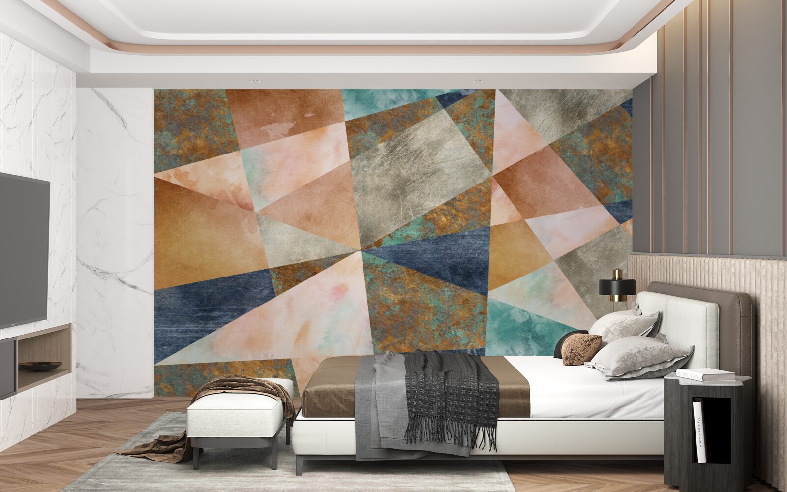 Fotobehang geometrische vormen in verschillende kleuren