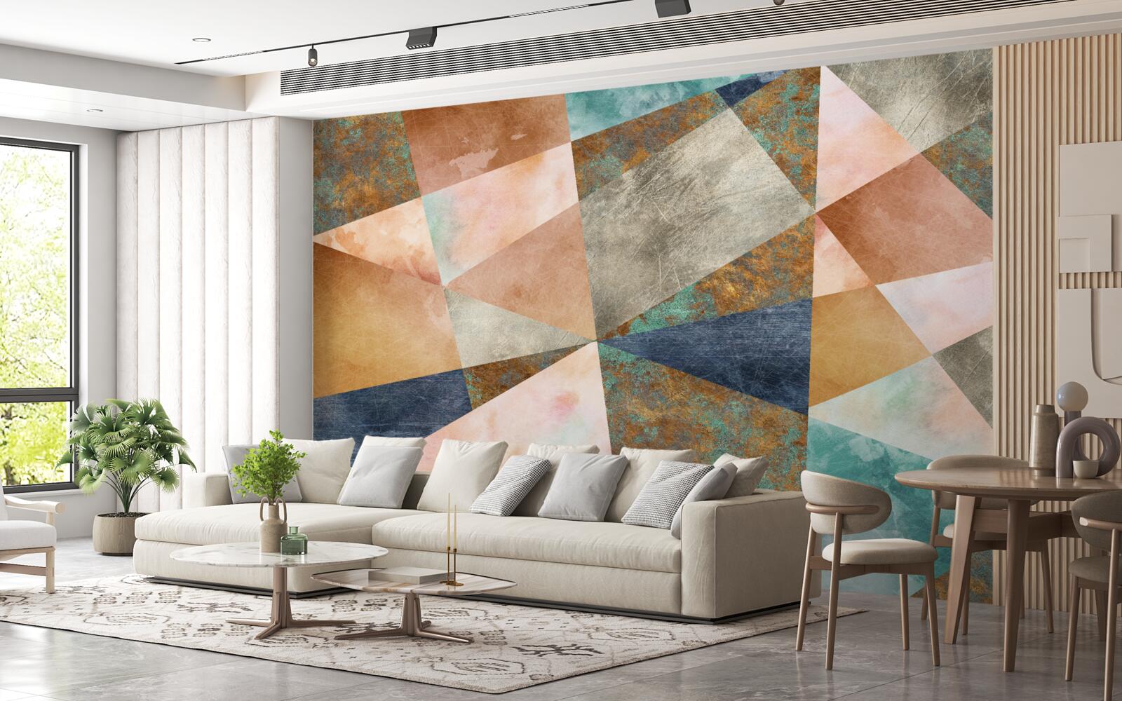 Fotobehang geometrische vormen in verschillende kleuren