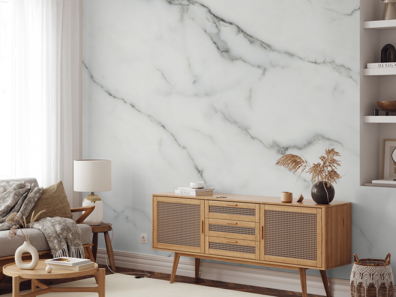 Fotobehang wit marmeren achtergrond