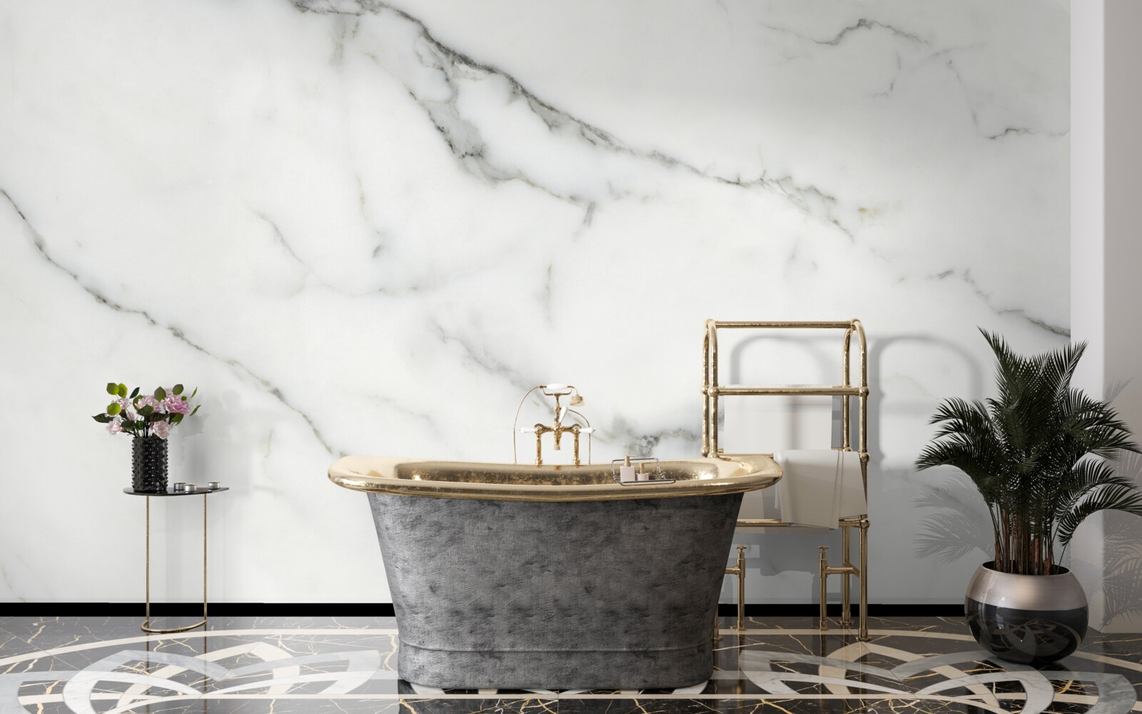 Fotobehang wit marmeren achtergrond